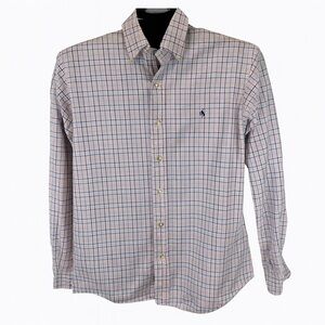 Ralph Lauren Classic Fit Tattersall Poplin Shirt Blue Pink Plaid Sz M 15 1/2
